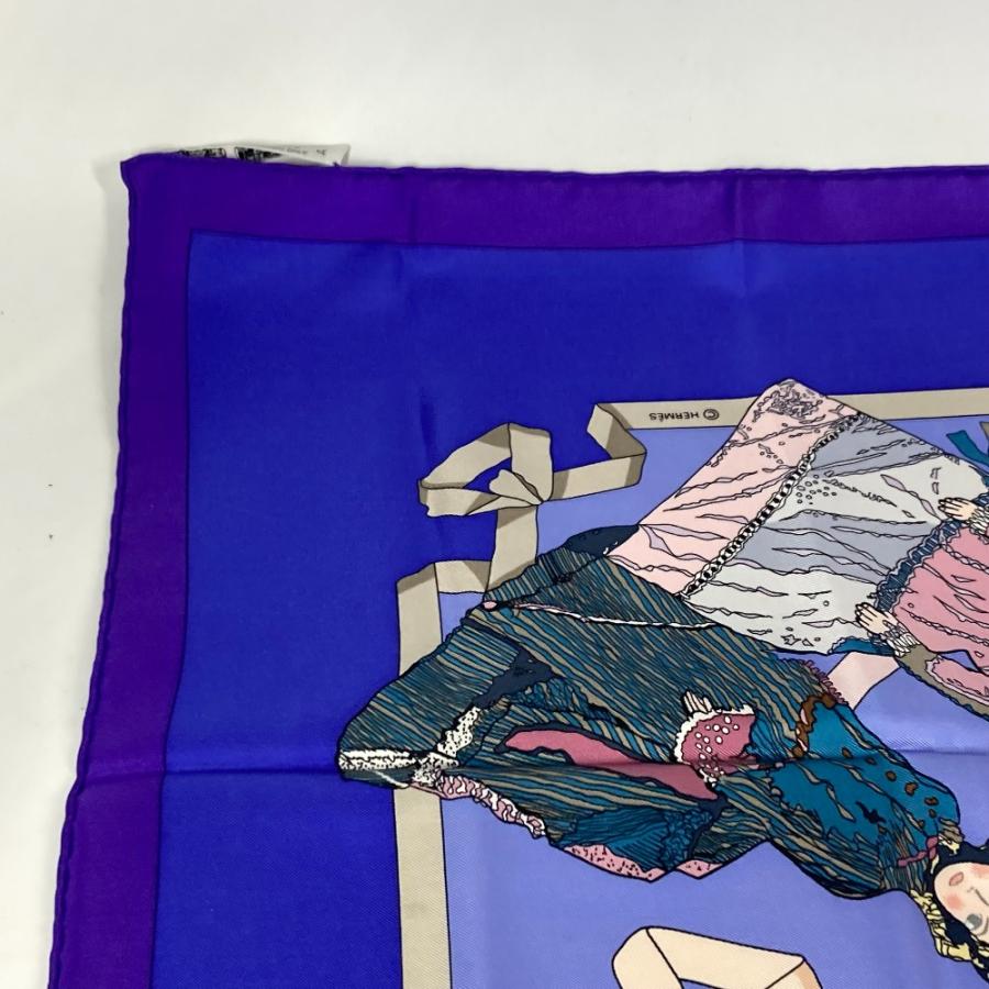 美品 HERMES エルメス HELLO DOLLY ハロードリー カレ90 人形 ドール スカーフ パープル レディース【中古】 | HERMES | 04