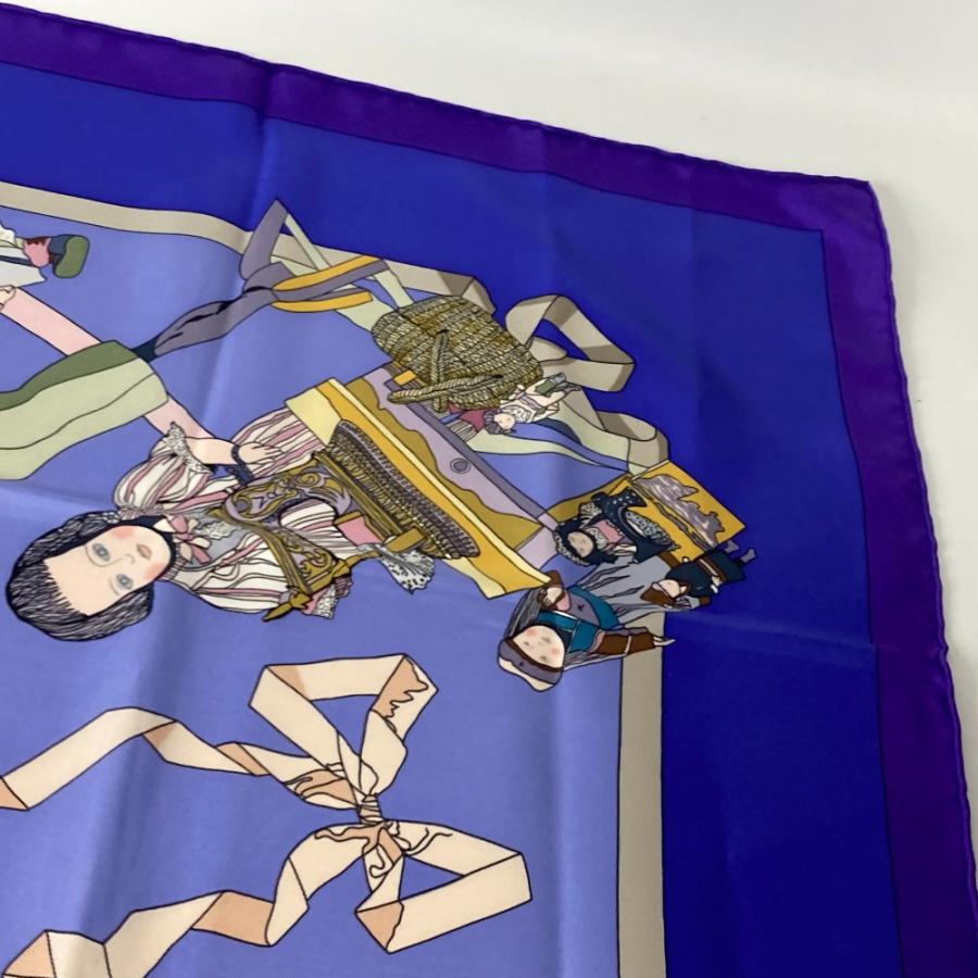 美品 HERMES エルメス HELLO DOLLY ハロードリー カレ90 人形 ドール スカーフ パープル レディース【中古】 | HERMES | 05