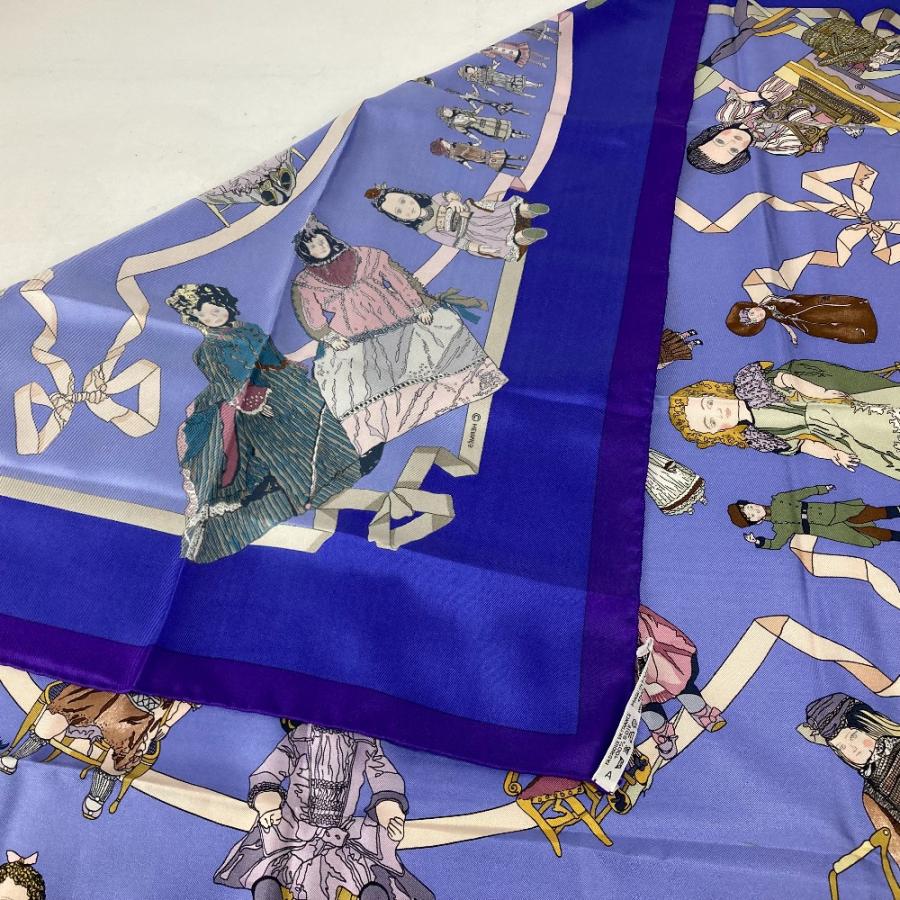 美品 HERMES エルメス HELLO DOLLY ハロードリー カレ90 人形 ドール スカーフ パープル レディース【中古】 | HERMES | 06