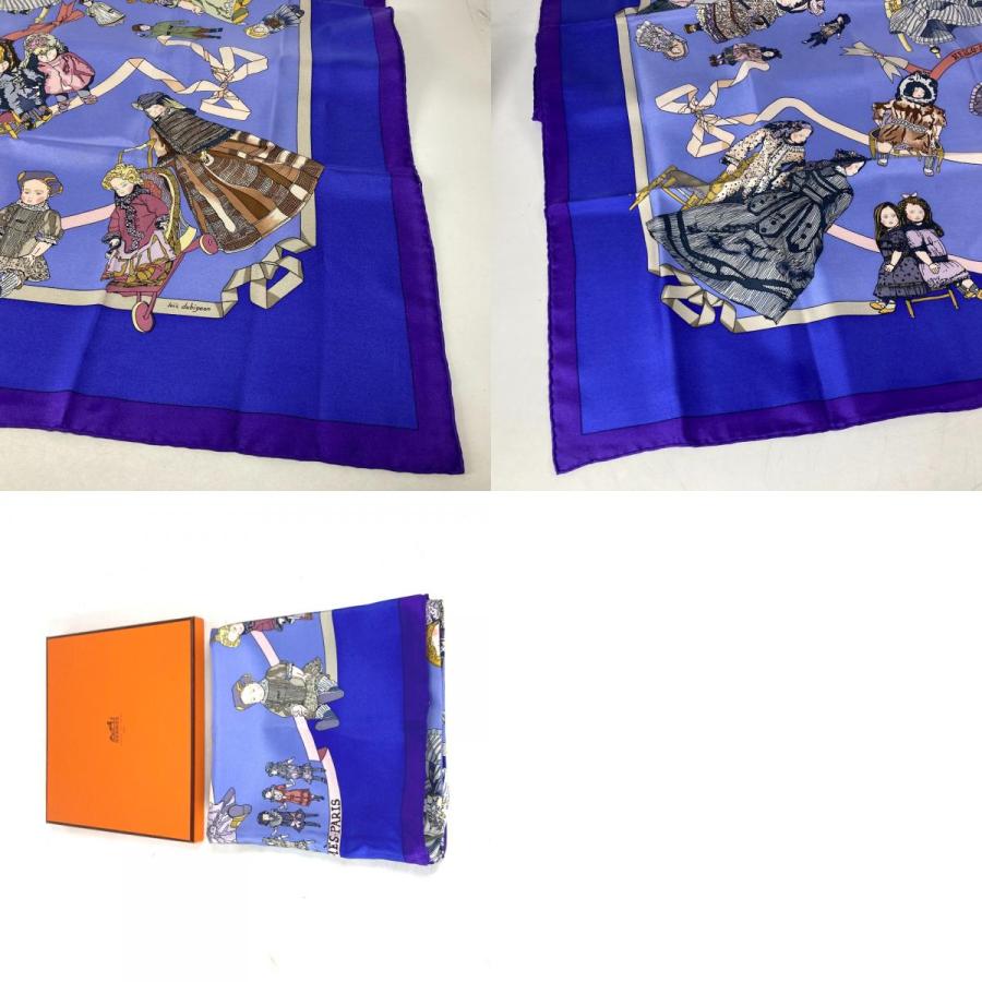 美品 HERMES エルメス HELLO DOLLY ハロードリー カレ90 人形 ドール スカーフ パープル レディース【中古】 | HERMES | 09
