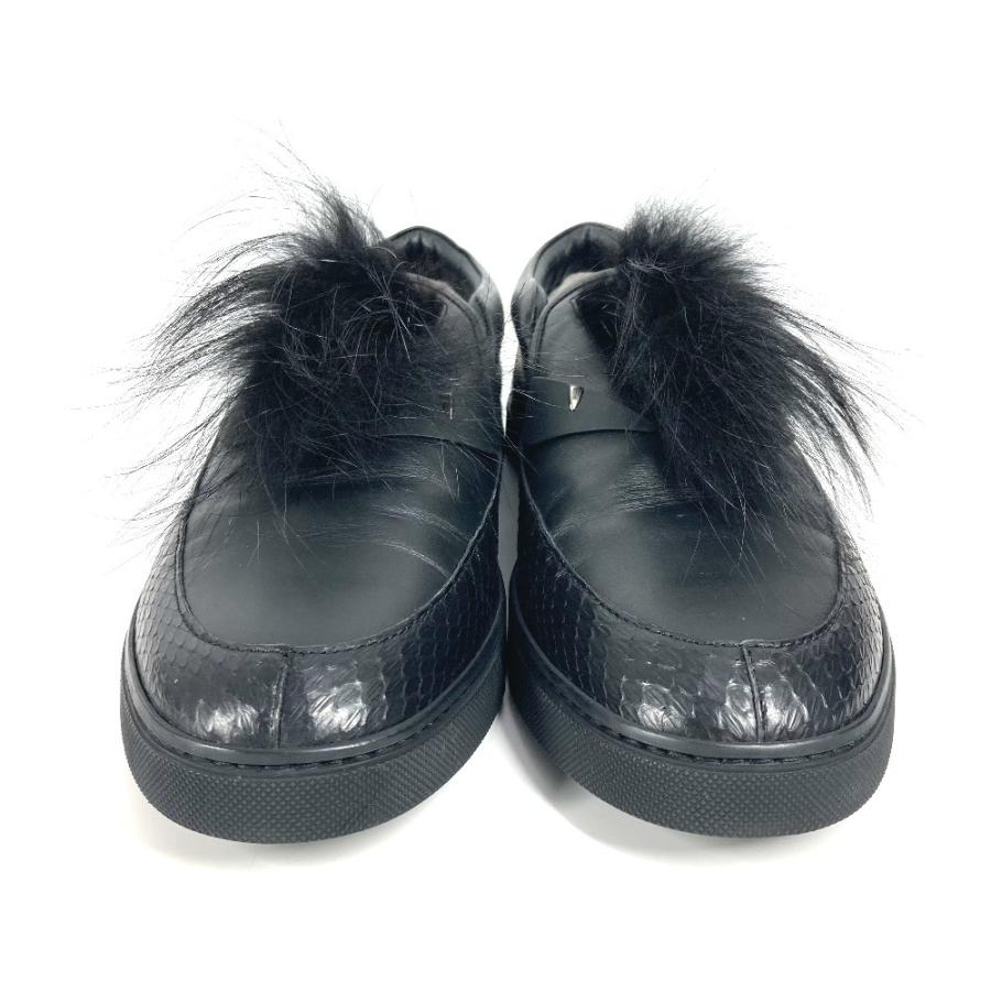 美品 FENDI フェンディ 7E1068 モンスター ファー 靴 シューズ ローカット スニーカー ブラック メンズ【中古】 | FENDI | 01