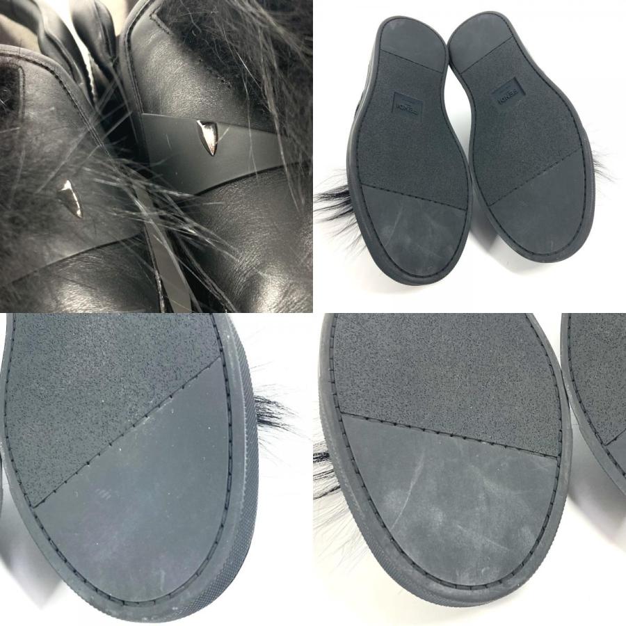 美品 FENDI フェンディ 7E1068 モンスター ファー 靴 シューズ ローカット スニーカー ブラック メンズ【中古】 | FENDI | 07