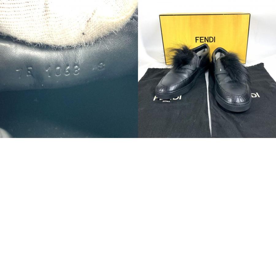 美品 FENDI フェンディ 7E1068 モンスター ファー 靴 シューズ ローカット スニーカー ブラック メンズ【中古】 | FENDI | 09