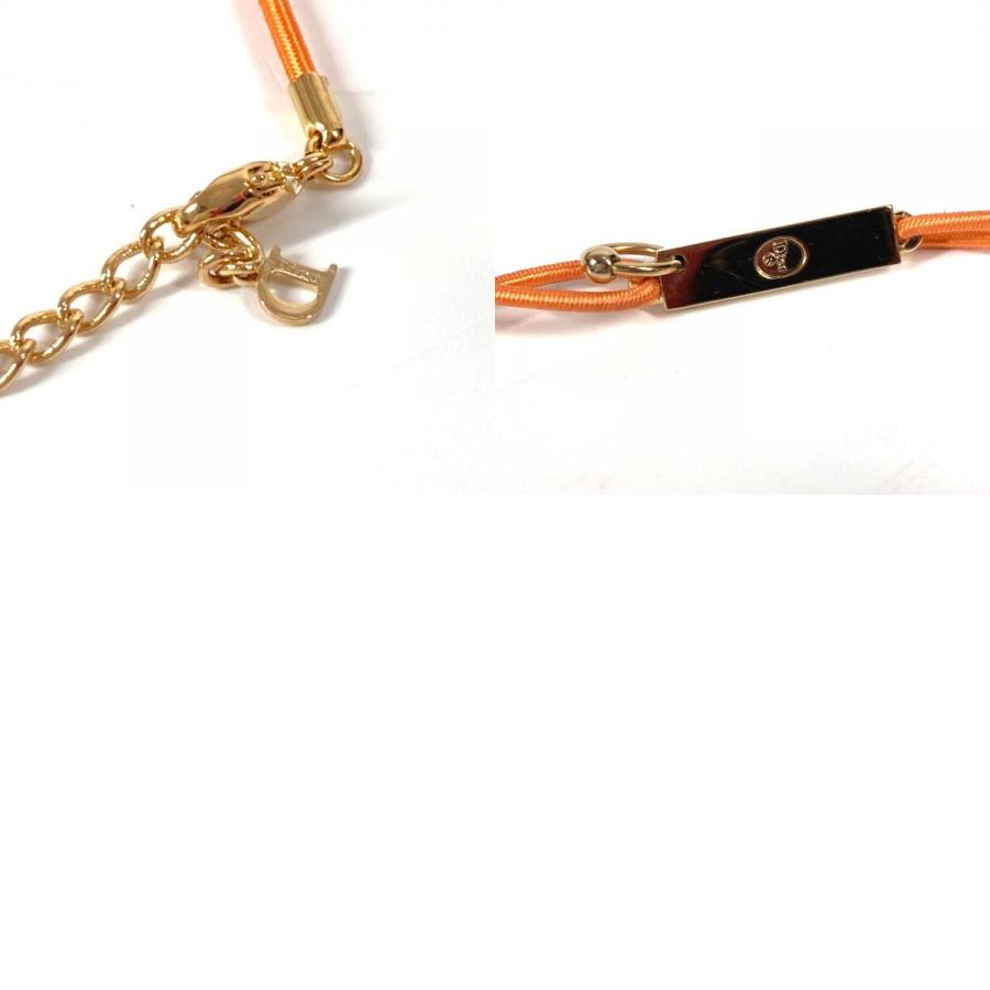 Dior ディオール ロゴプレート チョーカー アクセサリー チェーン ネックレス オレンジ レディース【中古】 |  | 09