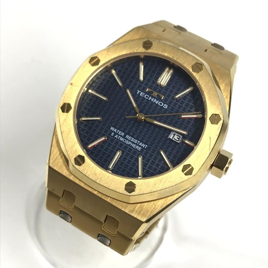 TECHNOS テクノス T9539 ロゴ メンズウォッチ 時計 腕時計 ゴールド メンズ【中古】 |  | 01