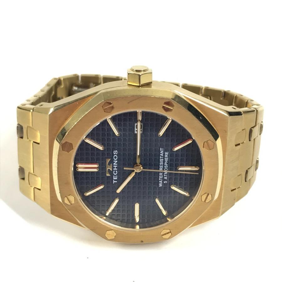 TECHNOS テクノス T9539 ロゴ メンズウォッチ 時計 腕時計 ゴールド メンズ【中古】 |  | 04