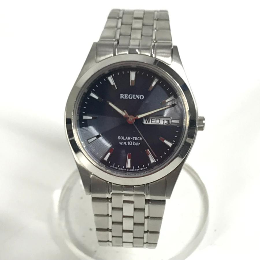 美品 CITIZEN シチズン RS25-0052B ロゴ REGUNO レグノ メンズウォッチ 時計 腕時計 シルバー メンズ【中古】 | CITIZEN | 01