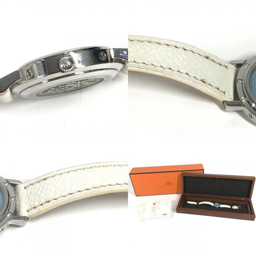 HERMES エルメス 12P ダイヤ ダイヤモンド レディースウォッチ ウォッチ 時計 レザーベルト クリッパー ナクレ 腕時計 CL4.230【中古】 | HERMES | 09
