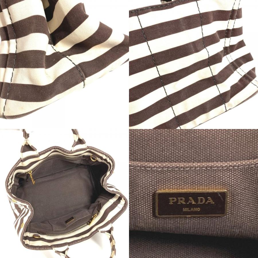 PRADA プラダ カナパ ロゴ ボーダー カバン トートバッグ  ハンドバッグ ブラウン レディース【中古】 | PRADA | 07