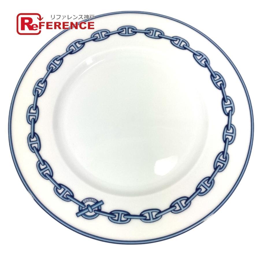 未使用 HERMES エルメス ディナープレート 22ｃｍ 陶器 食器 インテリア 皿 プレート シェーヌダンクル お皿 ホワイト レディース【中古】 | HERMES