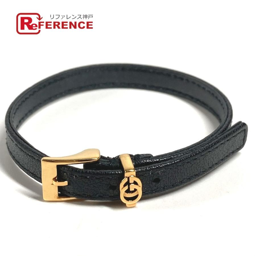 新品同様 GUCCI グッチ GG ロゴ アクセサリー レザーブレス 革ブレス ブレスレット ブラック ユニセックス【中古】 | GUCCI