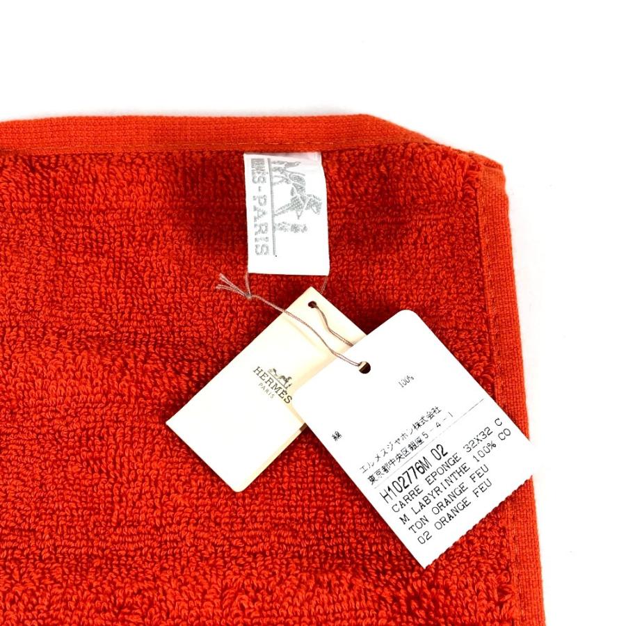 未使用 HERMES エルメス ラビリンス ハンドタオル ハンカチ タオル オレンジ レディース【中古】 | HERMES | 01