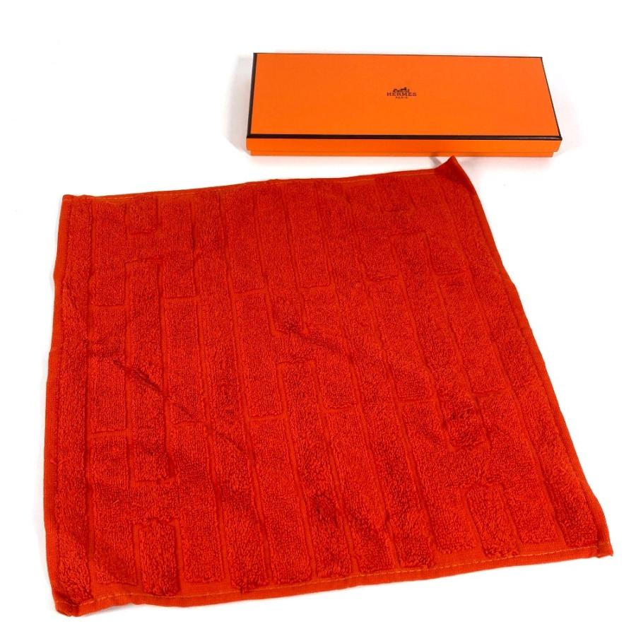 未使用 HERMES エルメス ラビリンス ハンドタオル ハンカチ タオル オレンジ レディース【中古】 | HERMES | 03