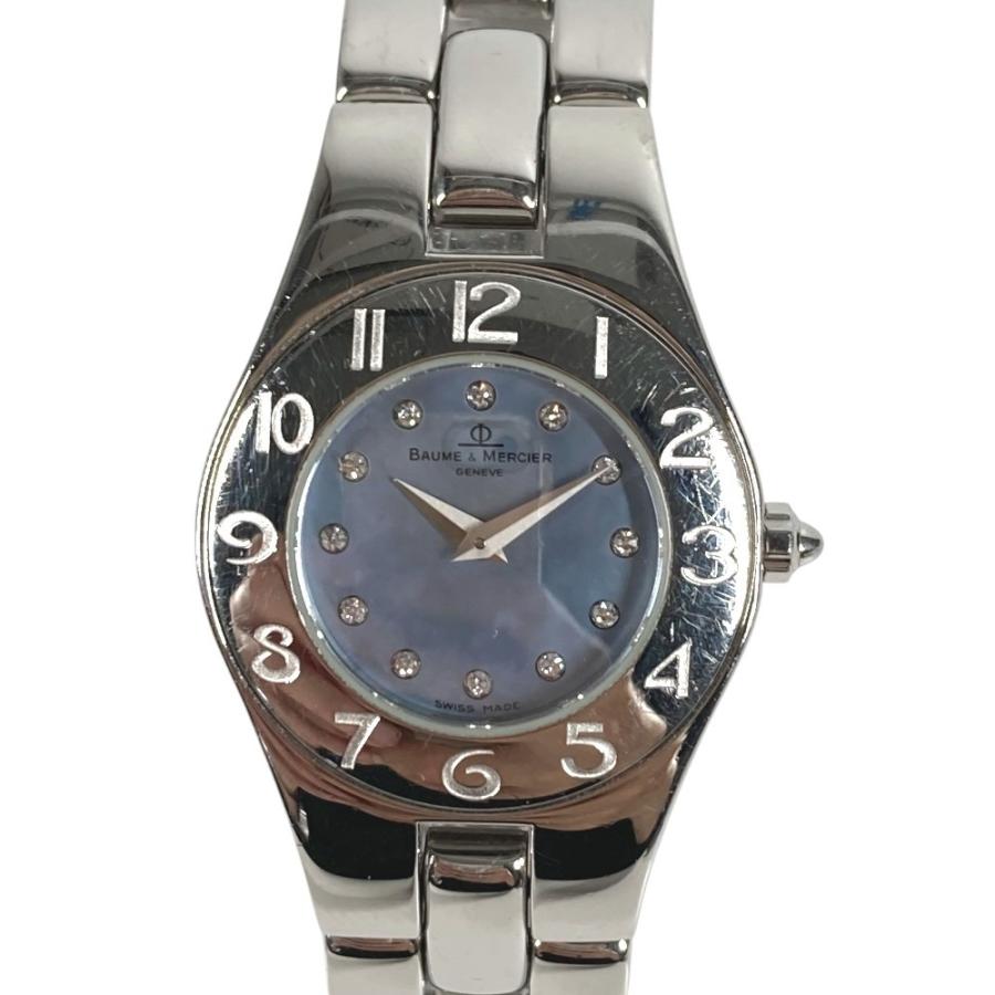 Baume & Mercier ボーム＆メルシエ 69650  リネア 12Pダイヤ ダイヤモンド ブルーシェル レディースウォッチ 時計 腕時計 シルバー【中古】 |  | 06