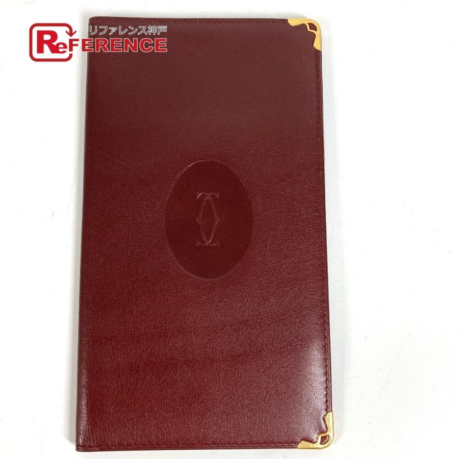 CARTIER カルティエ マストライン ロゴ 札入れ ロングウォレット 長札入れ 長財布 ワインレッド ユニセックス【中古】 | Cartier