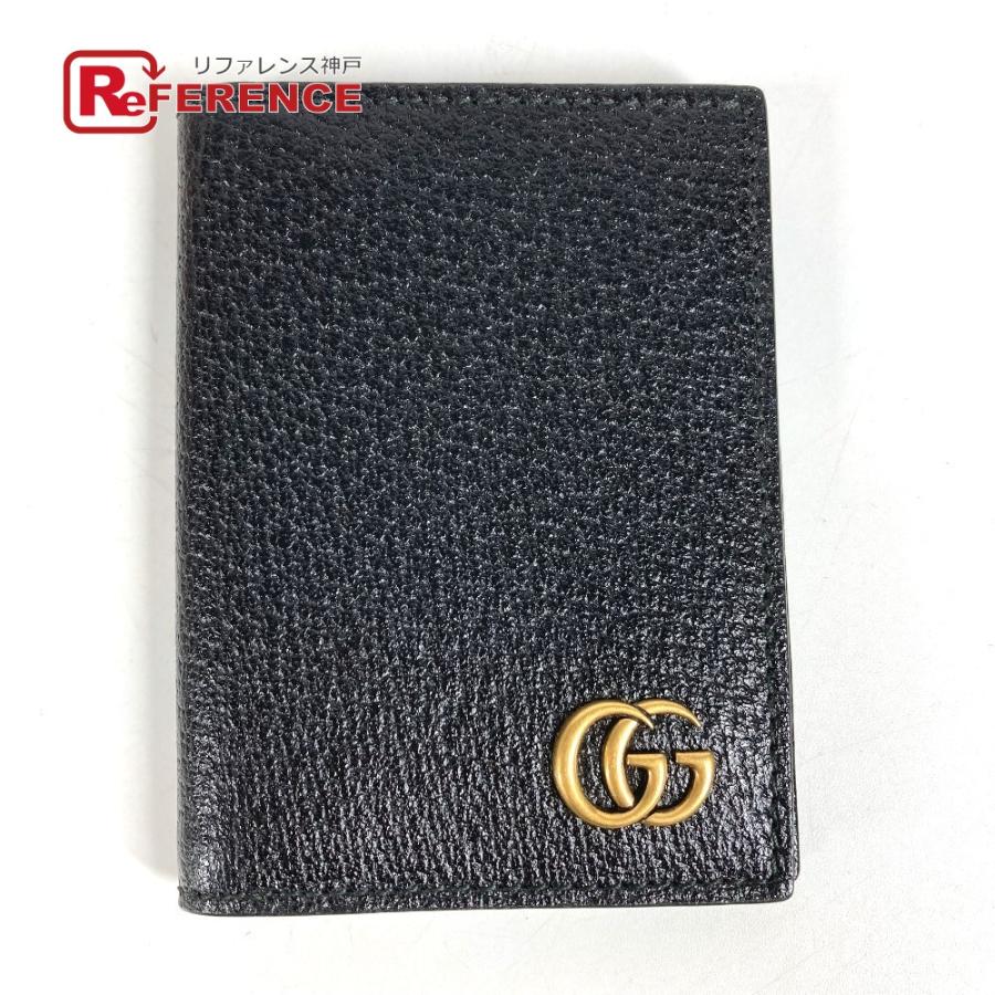新品同様 GUCCI グッチ 428737 ダブルG GG ロゴ 名刺入れ パスケース 二つ折り  GGマーモント カードケース ブラック ユニセックス【中古】 | GUCCI