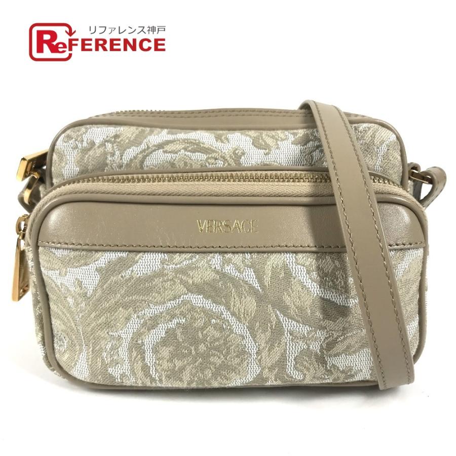 未使用 VERSACE ヴェルサーチ グレカ ロゴ ポシェット カバン 斜め掛け ショルダーバッグ ベージュ ユニセックス【中古】 | 