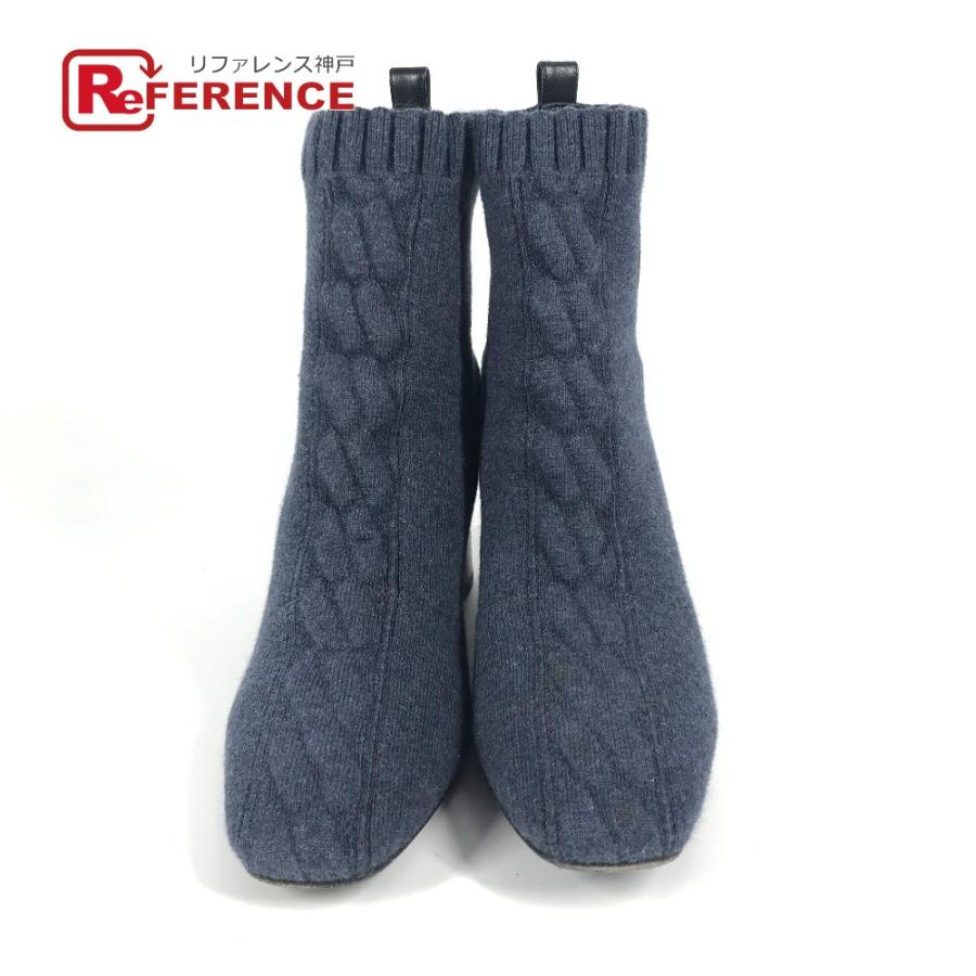 HERMES エルメス ヴォルヴェール ショート 靴 シューズ アンクル ヒール ニット ソックスブーツ ブーツ ネイビー レディース【中古】 | HERMES