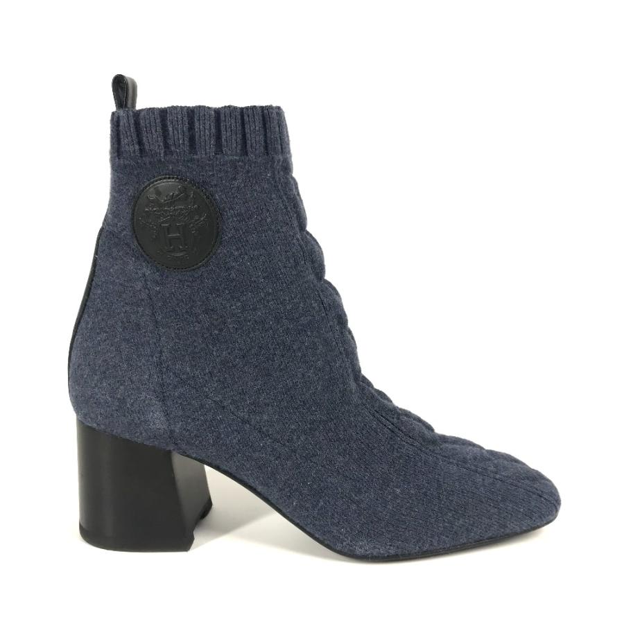 HERMES エルメス ヴォルヴェール ショート 靴 シューズ アンクル ヒール ニット ソックスブーツ ブーツ ネイビー レディース【中古】 | HERMES | 04