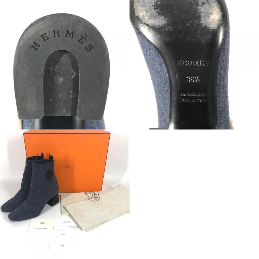 HERMES エルメス ヴォルヴェール ショート 靴 シューズ アンクル ヒール ニット ソックスブーツ ブーツ ネイビー レディース【中古】 | HERMES | 09