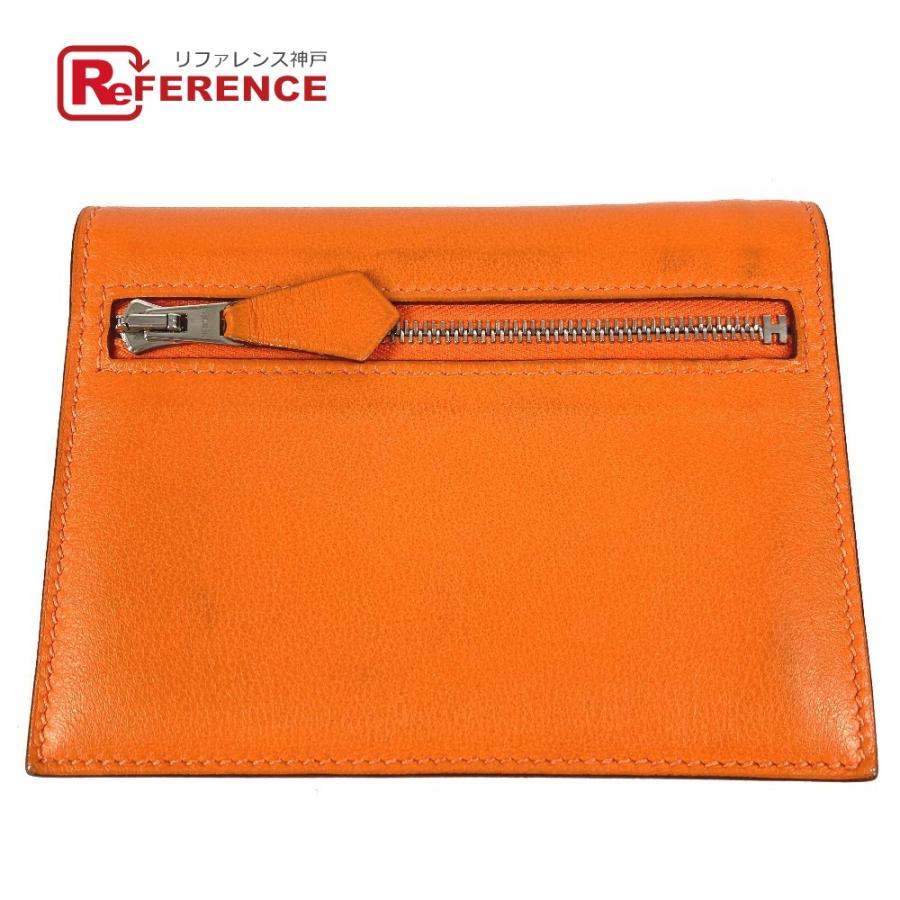 HERMES エルメス ジップザップ コンパクトウォレット  2つ折り財布 オレンジ ユニセックス シルバー金具【中古】 | HERMES