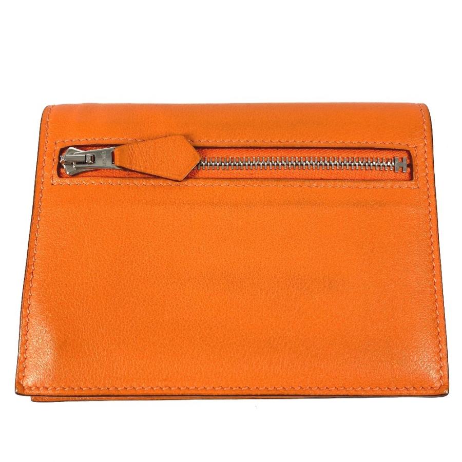 HERMES エルメス ジップザップ コンパクトウォレット  2つ折り財布 オレンジ ユニセックス シルバー金具【中古】 | HERMES | 01