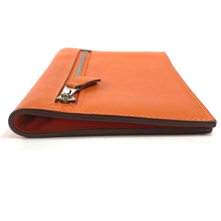 HERMES エルメス　ジップザック　コンパクトウォレット  2つ折り財布 オレンジ ユニセックス シルバー金具【中古】 | HERMES | 02