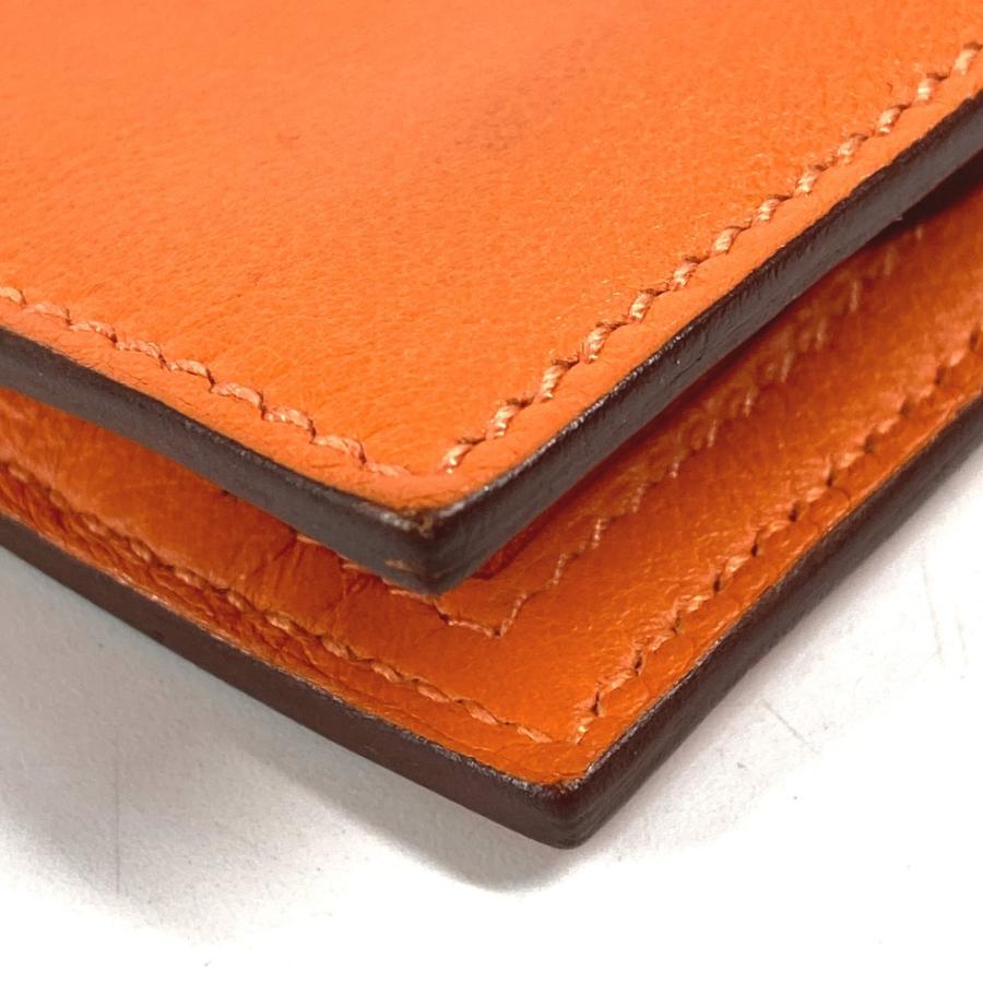 HERMES エルメス ジップザップ コンパクトウォレット  2つ折り財布 オレンジ ユニセックス シルバー金具【中古】 | HERMES | 05