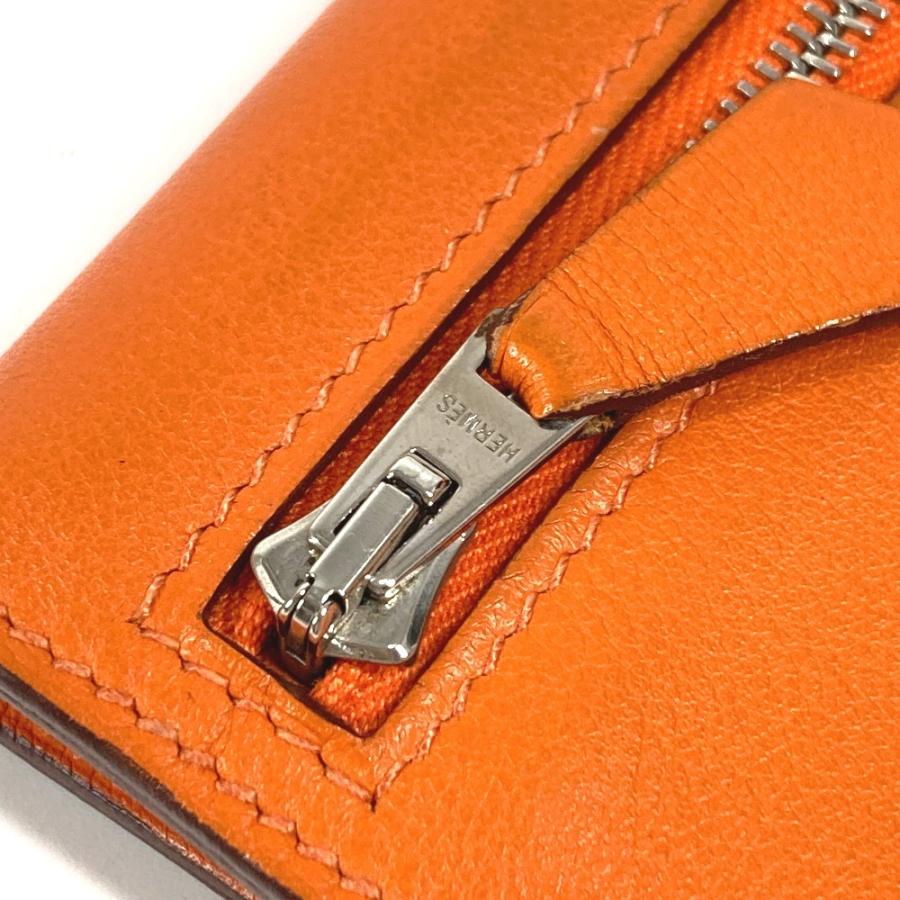 HERMES エルメス ジップザップ コンパクトウォレット  2つ折り財布 オレンジ ユニセックス シルバー金具【中古】 | HERMES | 06