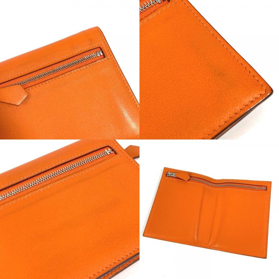 HERMES エルメス ジップザップ コンパクトウォレット  2つ折り財布 オレンジ ユニセックス シルバー金具【中古】 | HERMES | 07