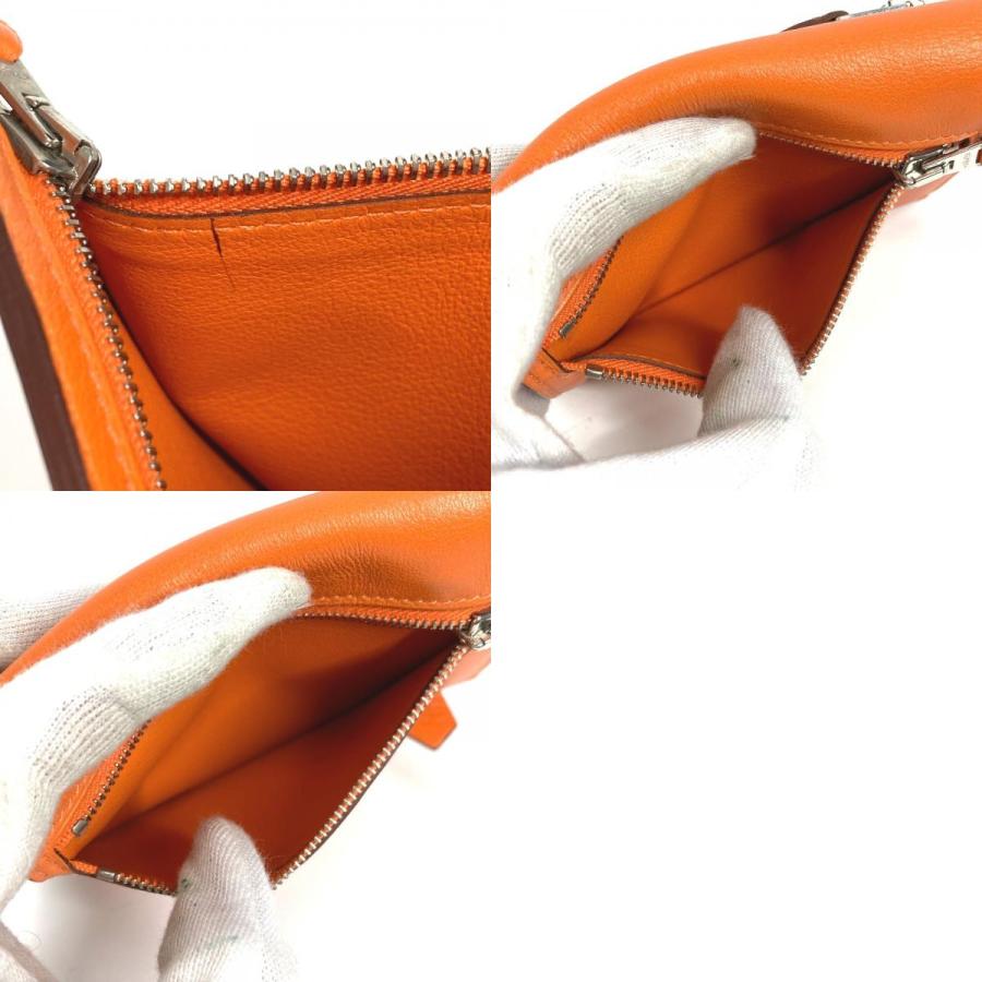 HERMES エルメス ジップザップ コンパクトウォレット  2つ折り財布 オレンジ ユニセックス シルバー金具【中古】 | HERMES | 09