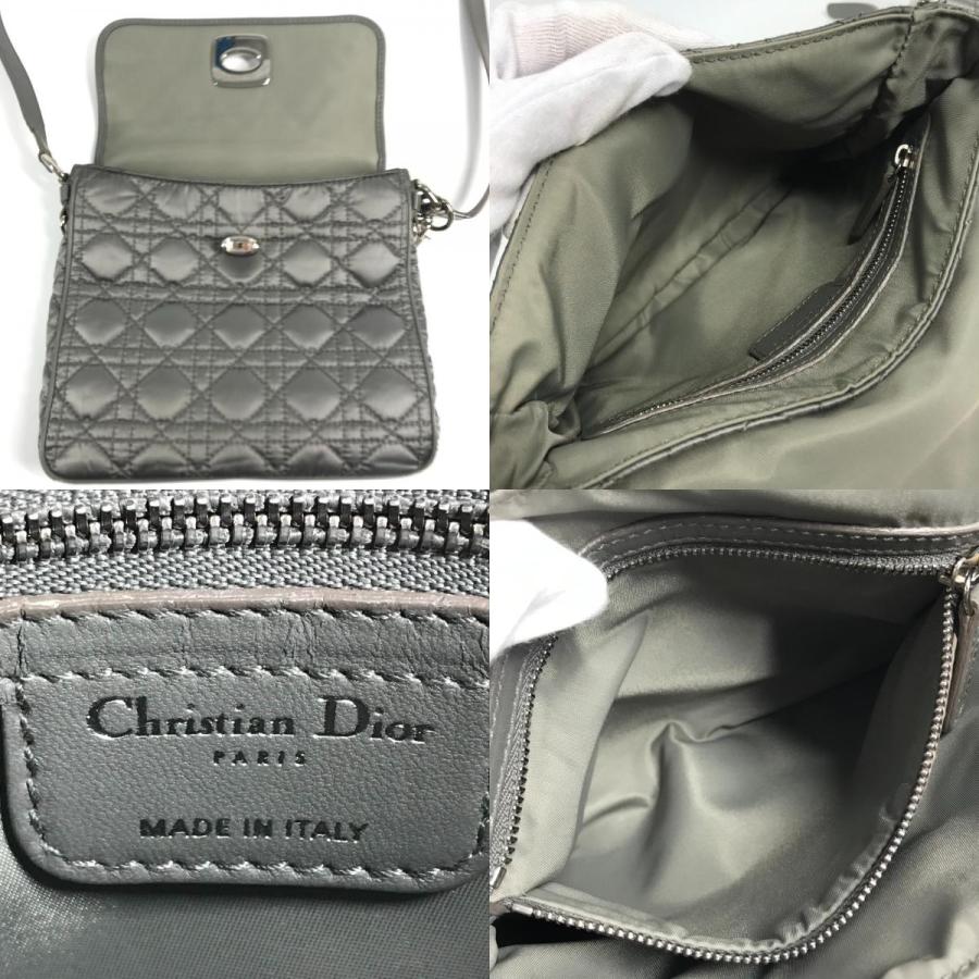 Dior ディオール ロゴ カナージュ キルティング 斜め掛け ポシェット フラップ ショルダーバッグ グレー系 ユニセックス【中古】 |  | 08