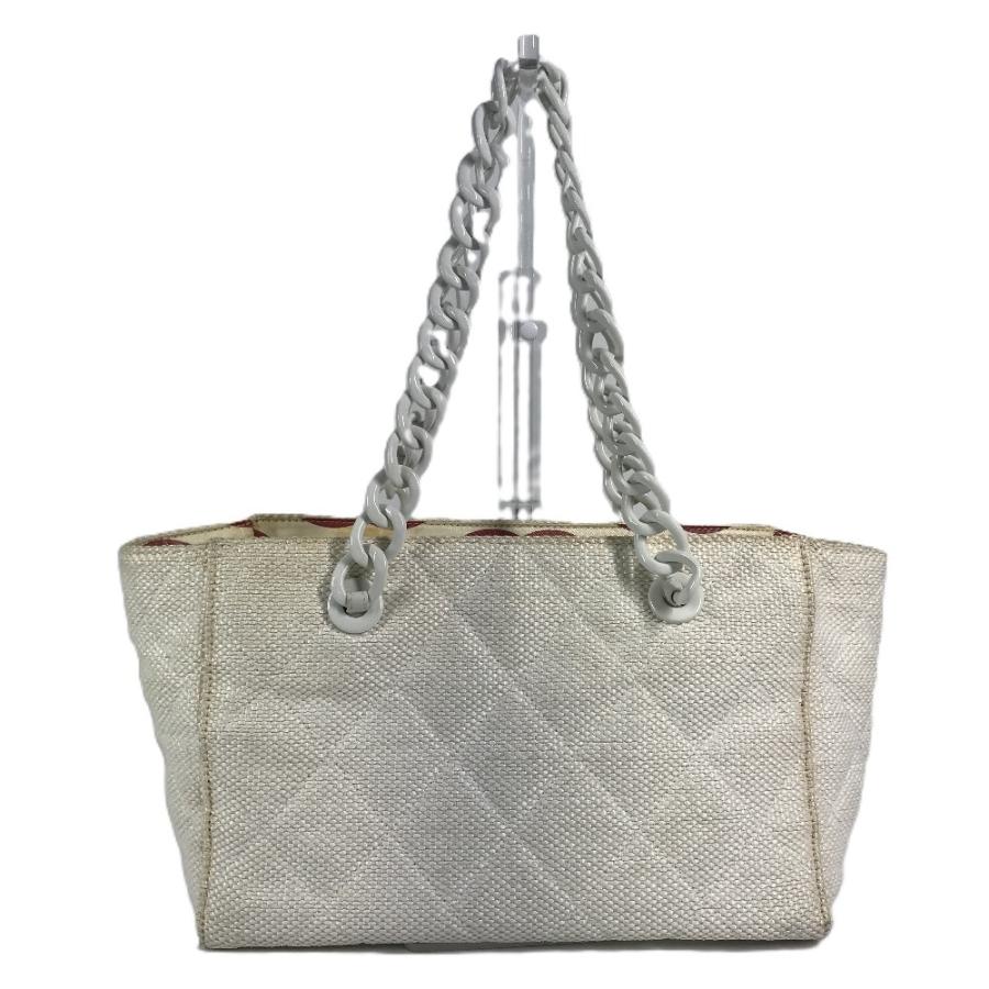 CHANEL シャネル ロゴ マトラッセ キルティング 肩掛け トートバッグ Wチェーン 携帯ポーチ付き ショルダーバッグ ホワイト 【中古】 | CHANEL | 01