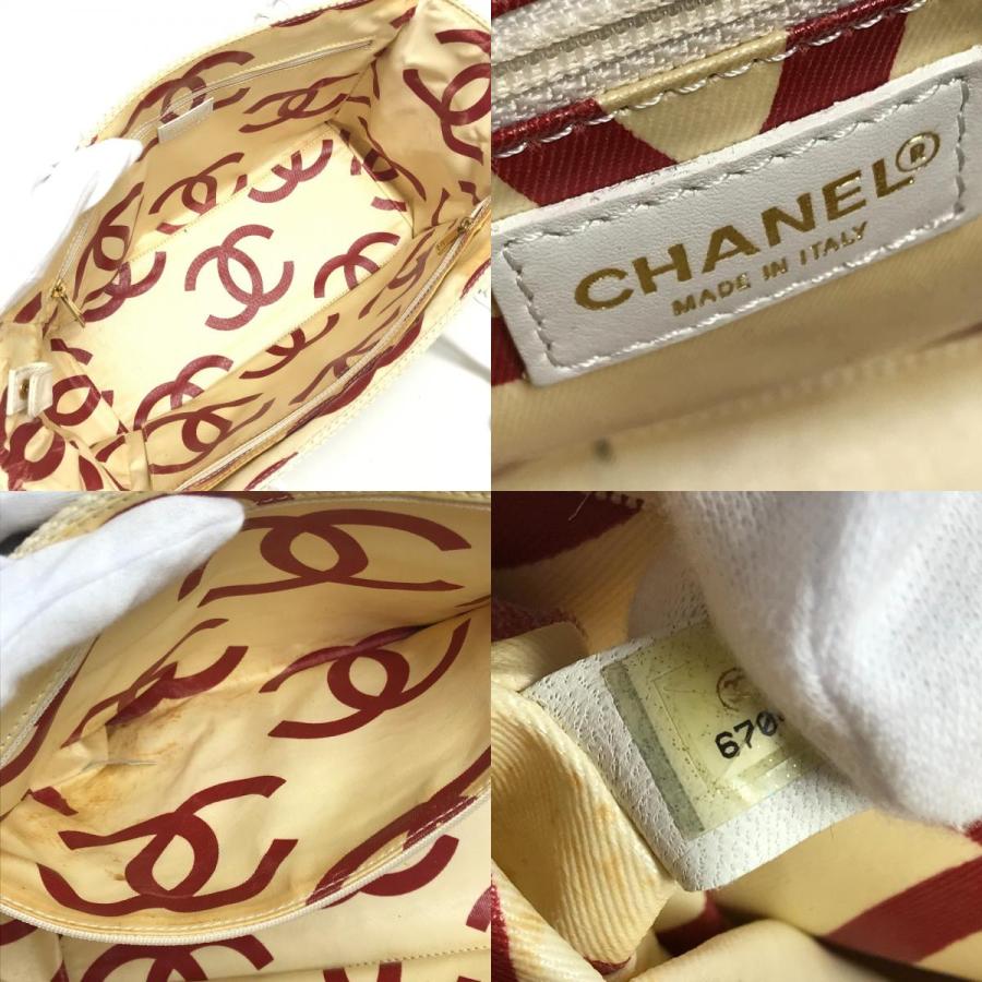 CHANEL シャネル ロゴ マトラッセ キルティング 肩掛け トートバッグ Wチェーン 携帯ポーチ付き ショルダーバッグ ホワイト 【中古】 | CHANEL | 08