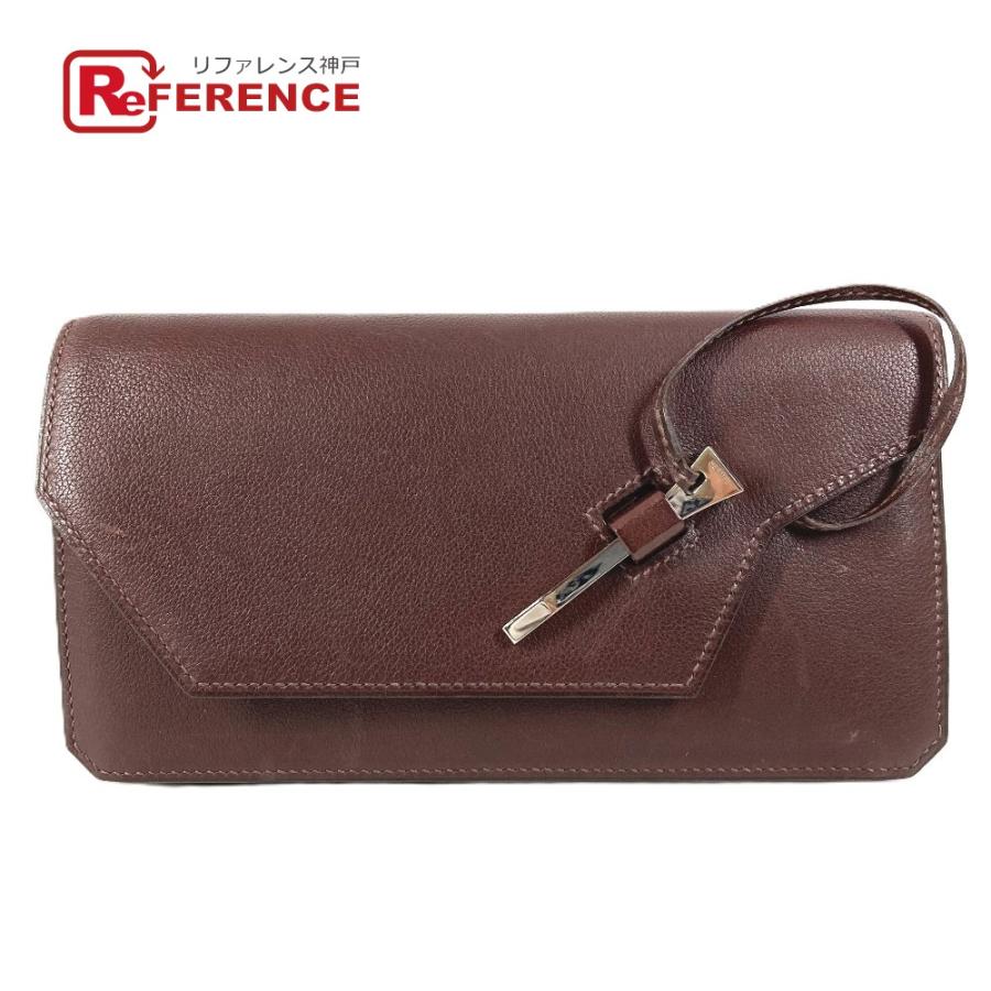 HERMES エルメス エンベロープ カバン フラップ ポーチ セカンドバッグ クラッチバッグ ブラウン ユニセックス【中古】 | HERMES