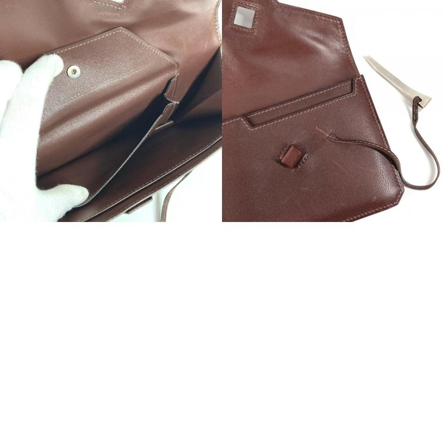 HERMES エルメス エンベロープ カバン フラップ ポーチ セカンドバッグ クラッチバッグ ブラウン ユニセックス【中古】 | HERMES | 09