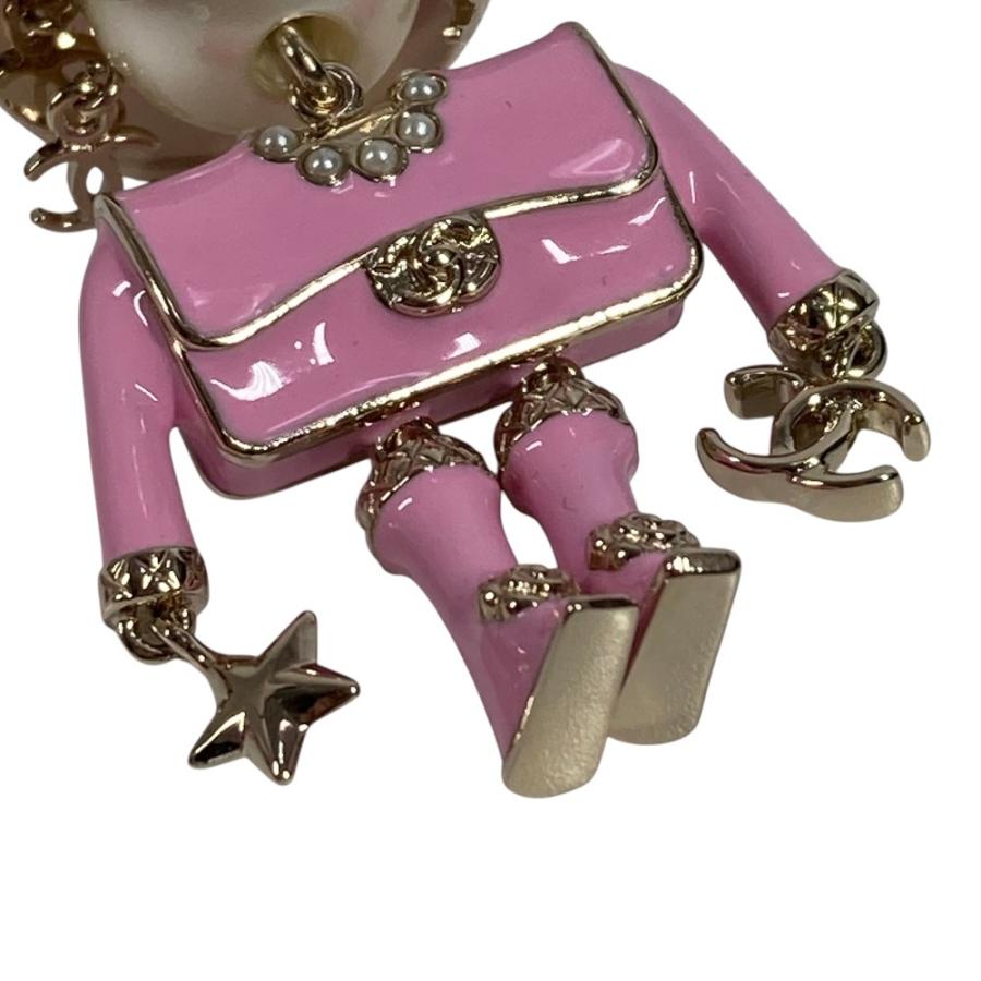 新品同様 CHANEL シャネル  シャネルドール CC ココマーク ロゴ  フェイクパール ハート バッグチャーム B25B キーホルダー ピンク【中古】 | CHANEL | 03