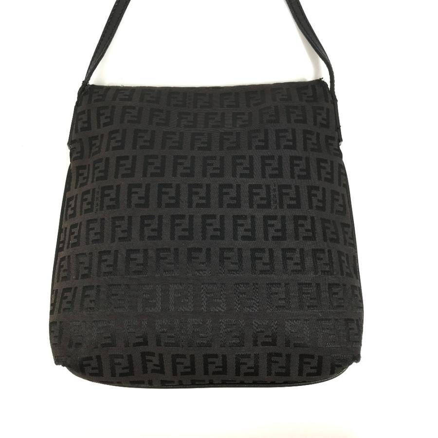 FENDI フェンディ ズッキーノ ロゴ カバン フラップ 斜め掛け ポシェット ショルダーバッグ ブラック ユニセックス【中古】 | FENDI | 01