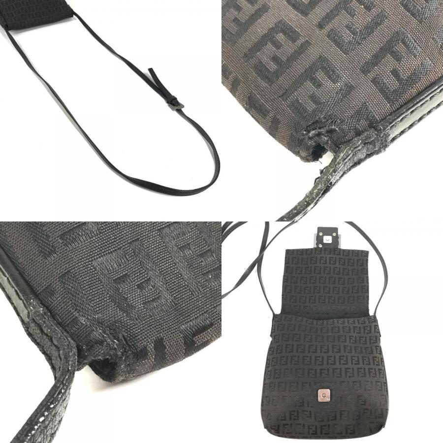 FENDI フェンディ ズッキーノ ロゴ カバン フラップ 斜め掛け ポシェット ショルダーバッグ ブラック ユニセックス【中古】 | FENDI | 08