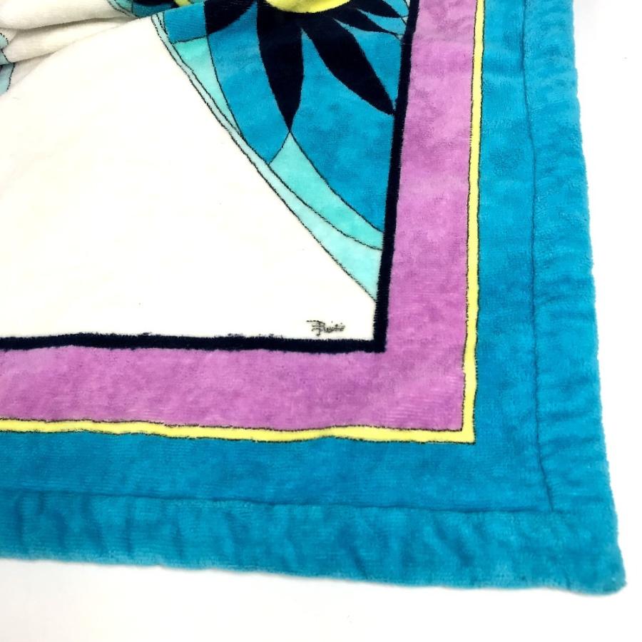 Emilio Pucci エミリオプッチ 総柄 タオル ロゴ 大判 バスタオル インテリア ひざかけ ブランケット タオル ブルー ユニセックス【中古】 | EMILIO PUCCI | 01