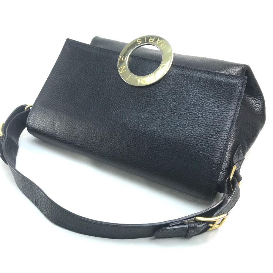 CELINE セリーヌ ヴィンテージ サークルロゴ ワンショルダーバッグ ハンドバッグ レザー レディース ゴールド金具 黒 | CELINE | 03