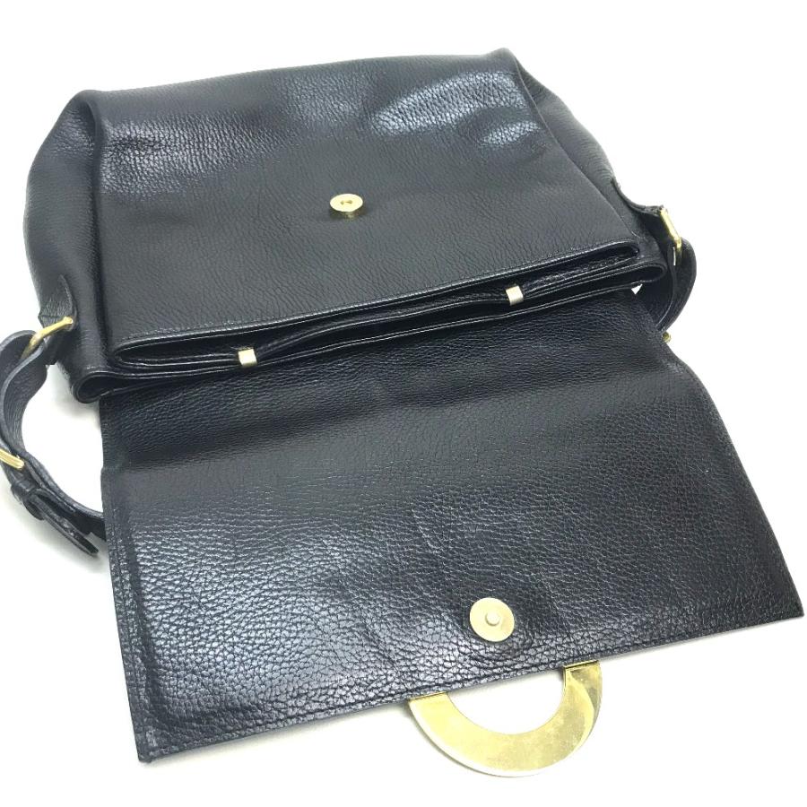 CELINE セリーヌ ヴィンテージ サークルロゴ ワンショルダーバッグ ハンドバッグ レザー レディース ゴールド金具 黒 | CELINE | 07
