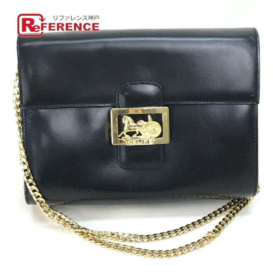 CELINEヴィンテージセリーヌレザー ショルダーバッグ斜めかけロゴ金具