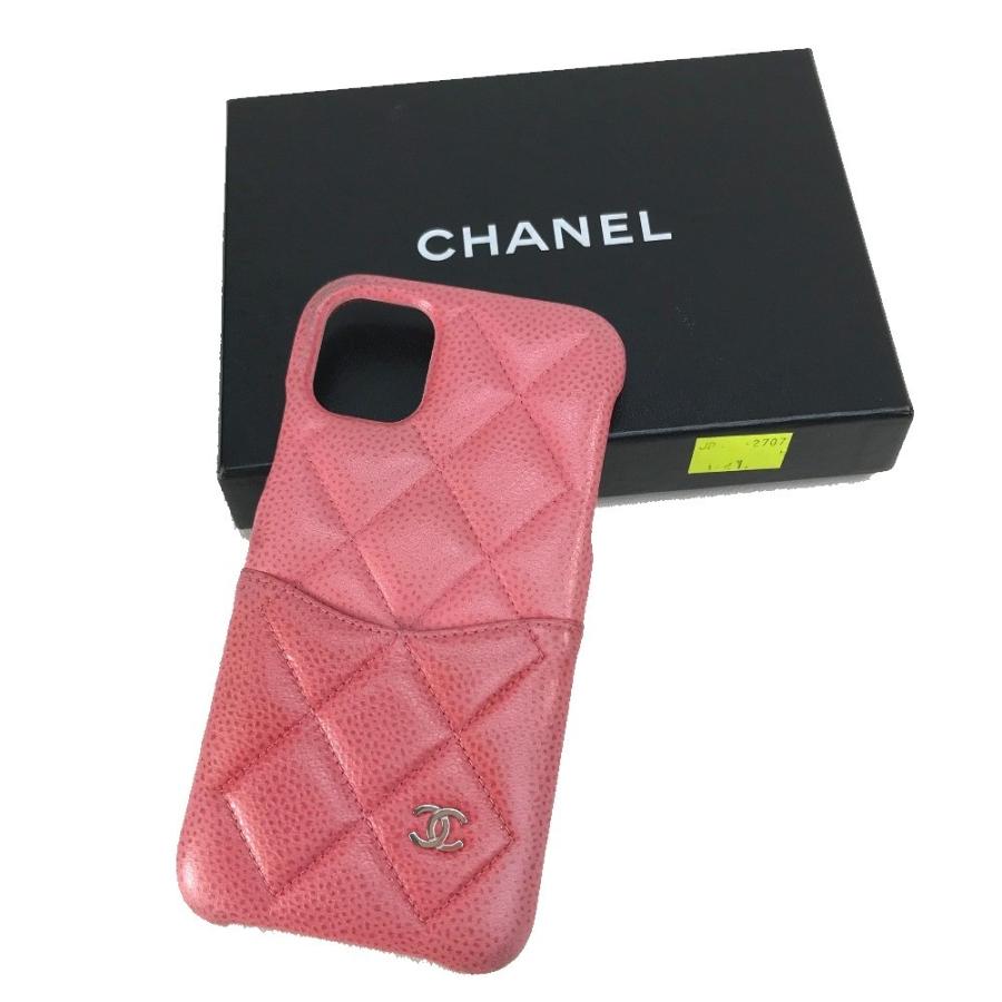 CHANEL シャネル CC ココマーク マトラッセ iPhone 11 スマートフォンケース レザー ピンク レディース【中古】 | CHANEL | 12