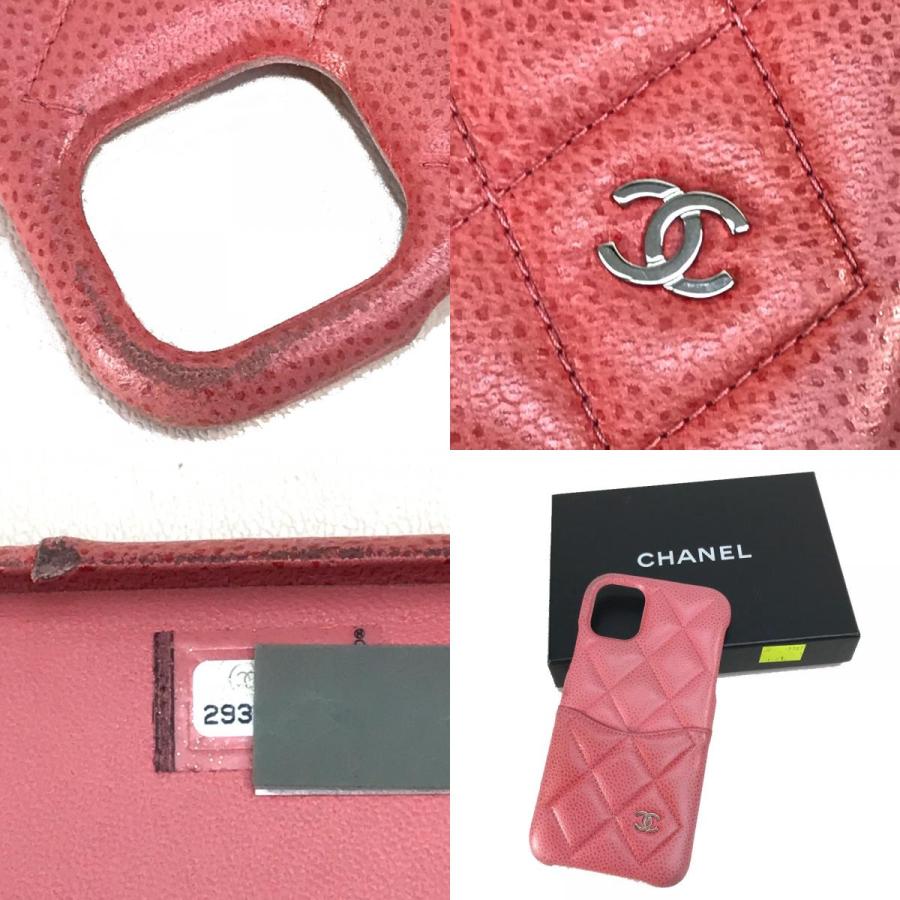 CHANEL シャネル CC ココマーク マトラッセ iPhone 11 スマートフォンケース レザー ピンク レディース【中古】 | CHANEL | 09