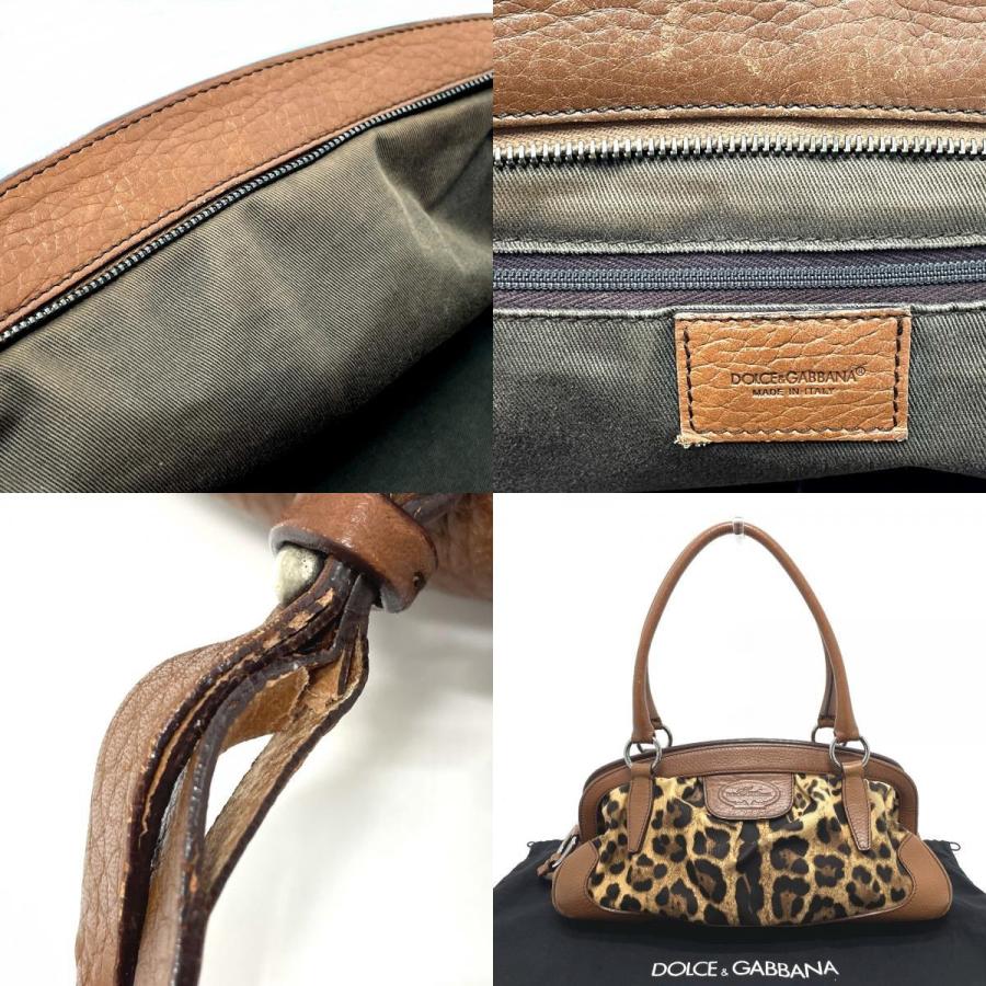 DOLCE&GABBANA ドルチェアンドガッバーナ レオパード セミショルダー 肩掛け ボストンバッグ ブラウン レディース【中古】 |  | 09