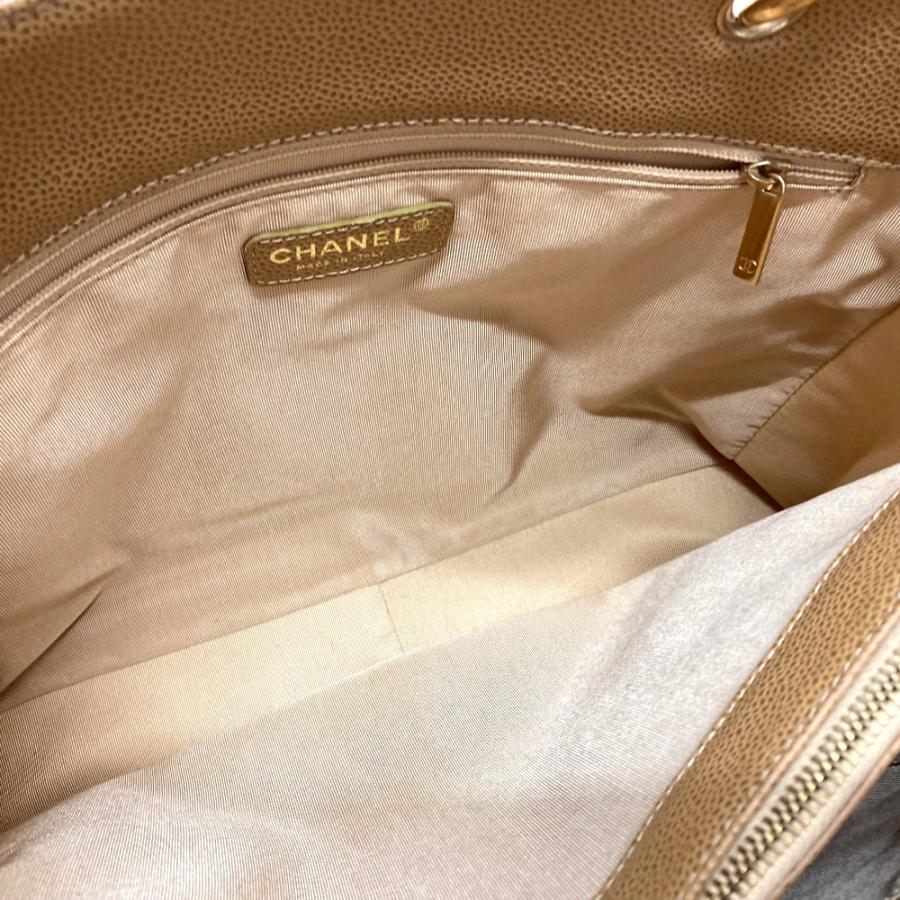 CHANEL シャネル A50995 CC ココマーク マトラッセ GSTトート チェーン トートバッグ ショルダーバッグ キャビアスキン ベージュ【中古】 | CHANEL | 08