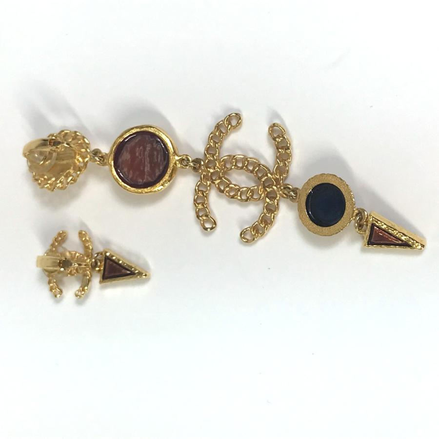 美品 CHANEL シャネル CCココマーク カラーストーン フェイクパール アクセサリー イヤリング GP ゴールド×マルチカラー【中古】 | CHANEL | 01