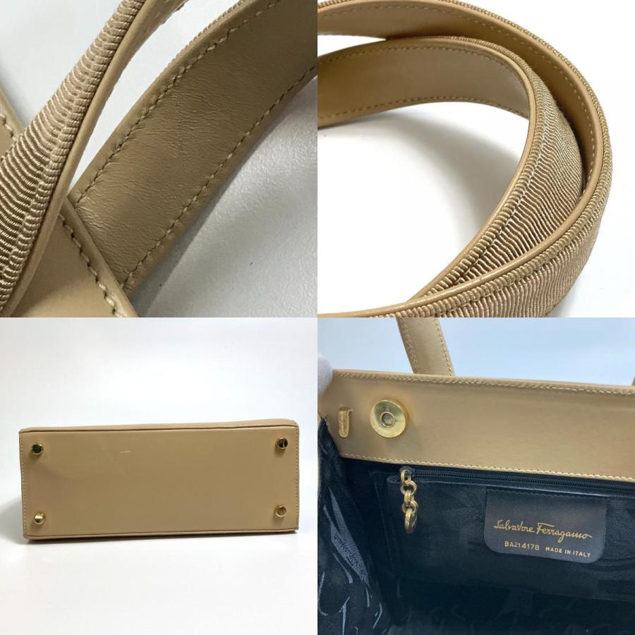 Salvatore Ferragamo サルヴァトーレフェラガモ BA214178 ヴァラ リボン 2WAY ショルダーバッグ ハンドバッグ レザー ベージュ【中古】 |  | 08