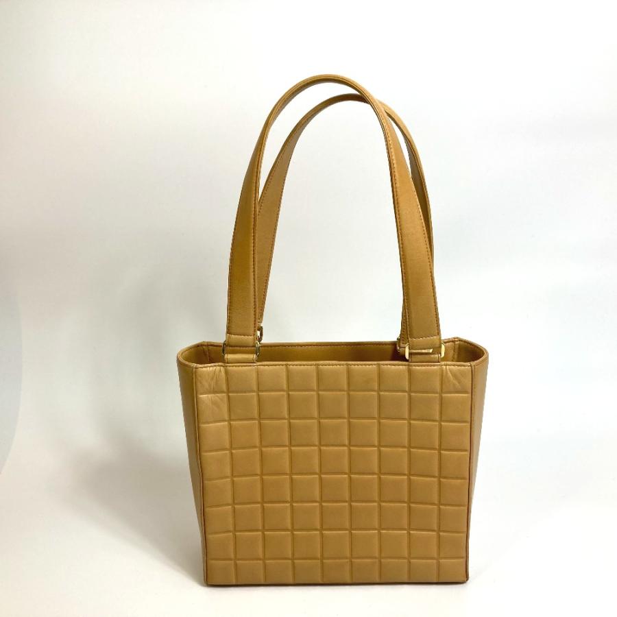 CHANEL シャネル CCココマーク チョコバー セミショルダー ハンドバッグ 肩掛け トートバッグ カーフスキン ベージュ レディース【中古】の画像
